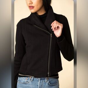 Vince Black Moto Jacket Asymmetrical Zip Stretch Fabric Size‎ S